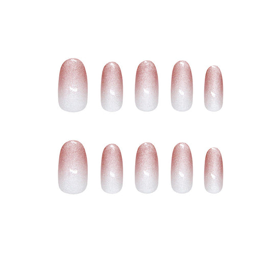 Enchanted Blossom Dreamy Medium Oval Ombre Pink Press On Nail Set with Glitter Finish
