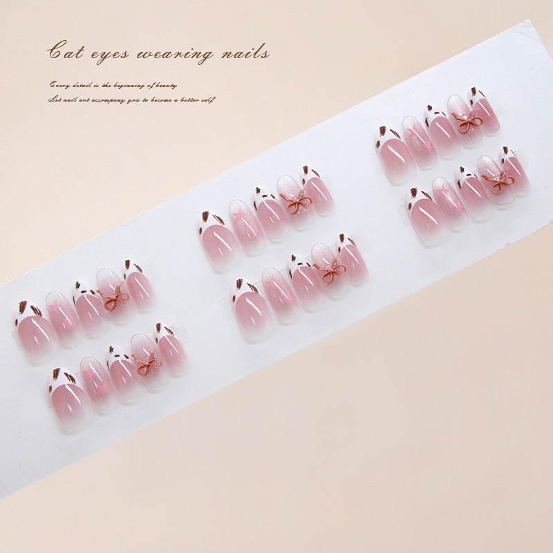 Whimsical Elegance Medium Oval Soft Pink with Charming Bow Detail Press-On Nail Set
