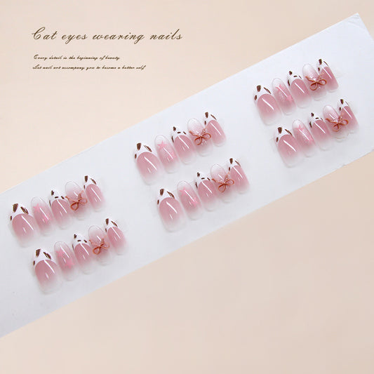 Whimsical Elegance Medium Oval Soft Pink with Charming Bow Detail Press-On Nail Set