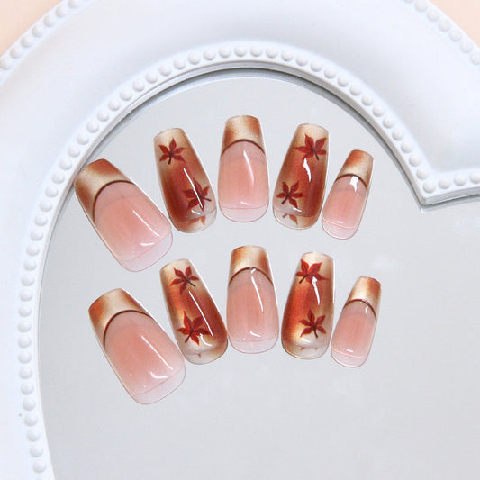 Bohemian Blossom Long Coffin Pink with Floral Accent Press on Nail Set