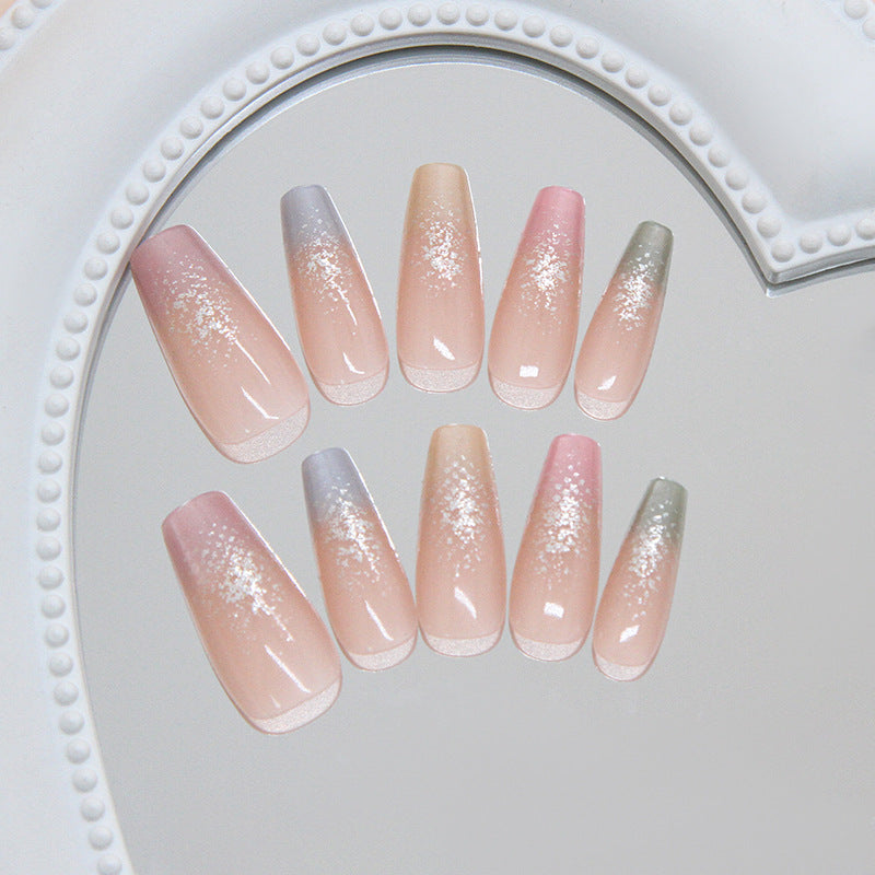 Whimsical Dreams Long Coffin Pastel Ombre with Glitter Accents Press-On Nail Set