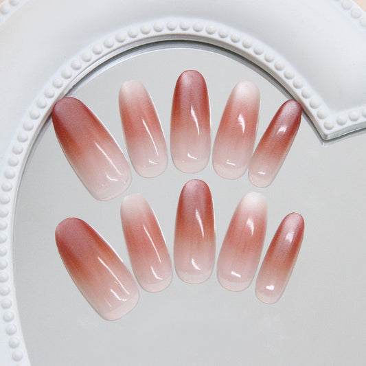 Whimsical Elegance Long Almond Gradient Pink Press On Nail Set with Stunning Ombre Finish