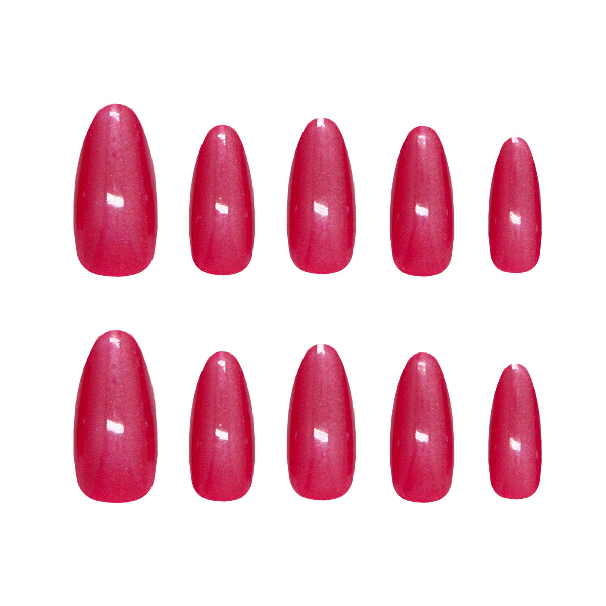 Chic Blossom Vibrant Long Almond and Coffin Shaped Shimmering Pink Press On Nail Set
