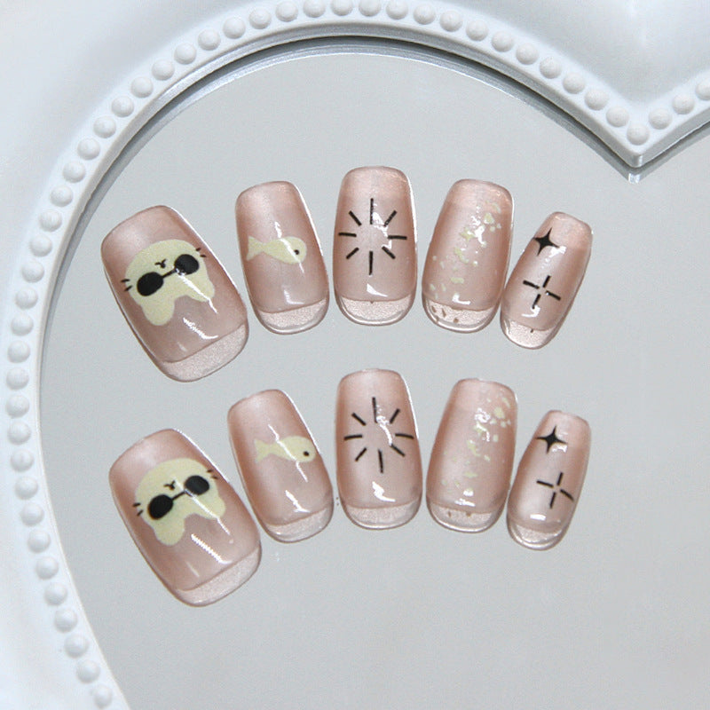Underwater Paradise Short Square Beige with Playful Oceanic Designs