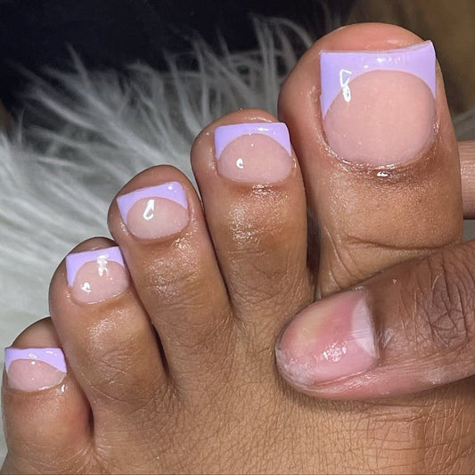 Lavender Dream Short Square Press On Nail Set with Chic Half Moon Design