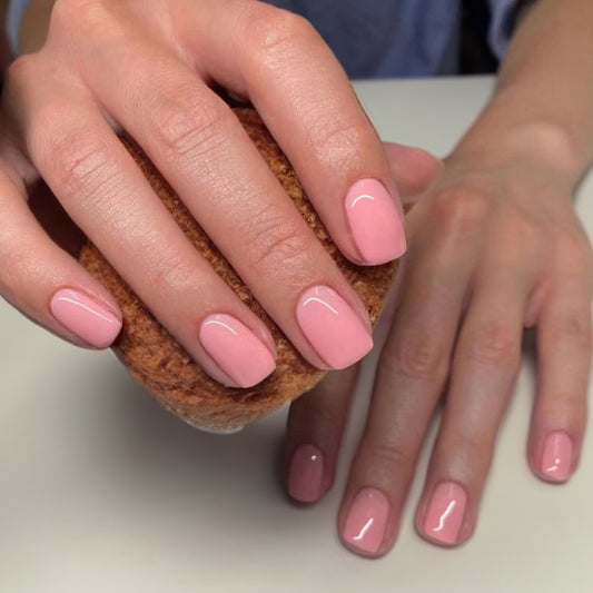 Dreamy Pastel Medium Square Pink Glossy Press On Nail Set with Smooth Finish
