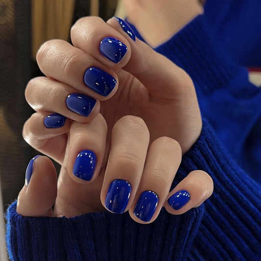 Cosmic Dream Navy Square Medium Glossy Press On Nail Set