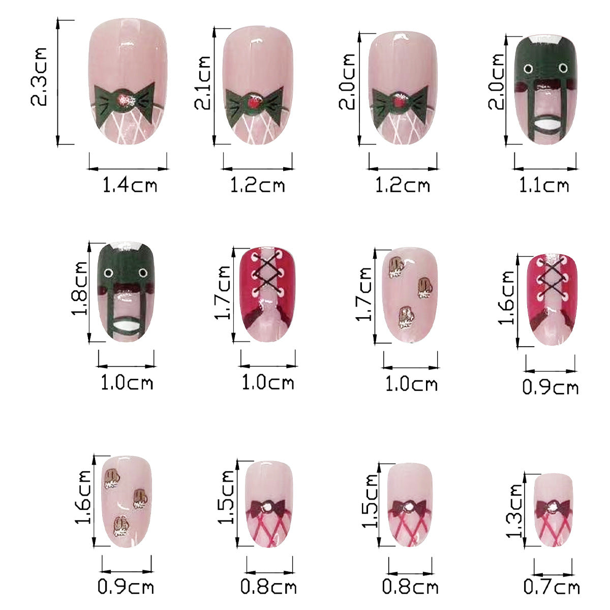 Enchanted Elegance Short Oval Pink Press On Nail Set with 3D Bow Accents and Glitter Detail
