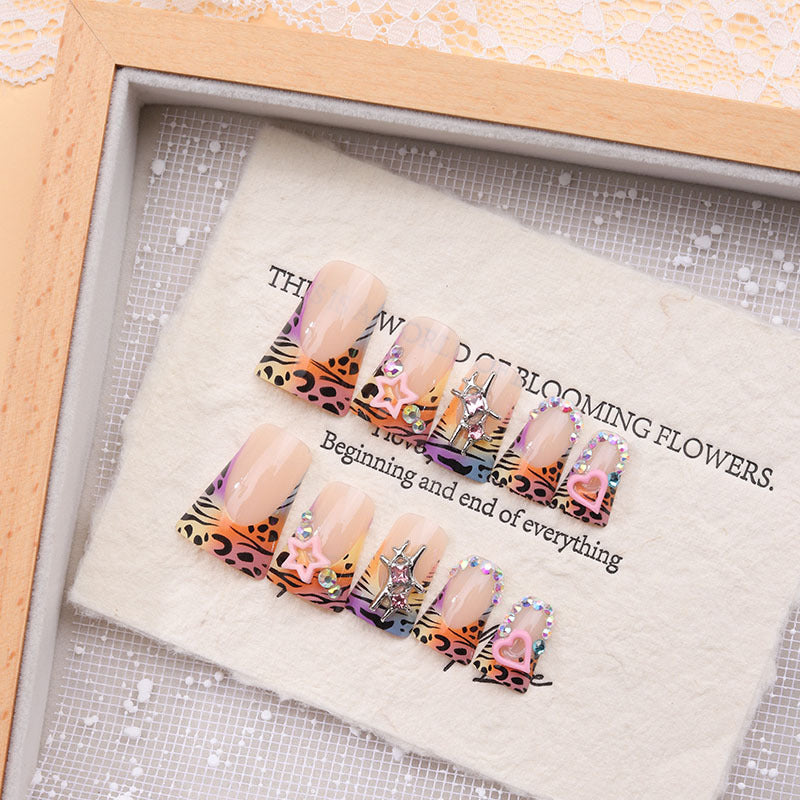 Bohemian Dream Long Duck Gradient Peach with Sparkling Rhinestone Accents