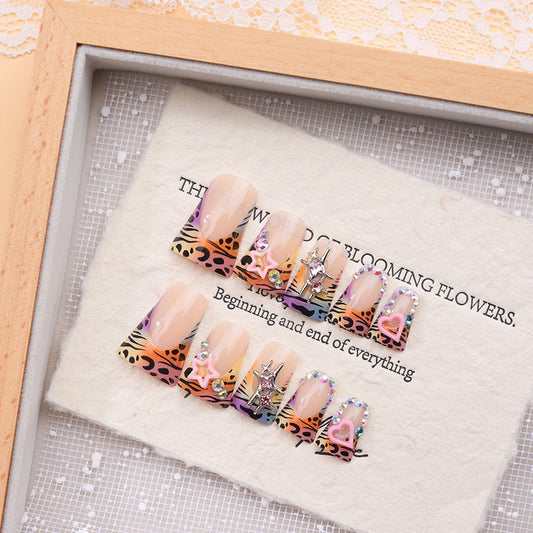 Bohemian Dream Long Duck Gradient Peach with Sparkling Rhinestone Accents