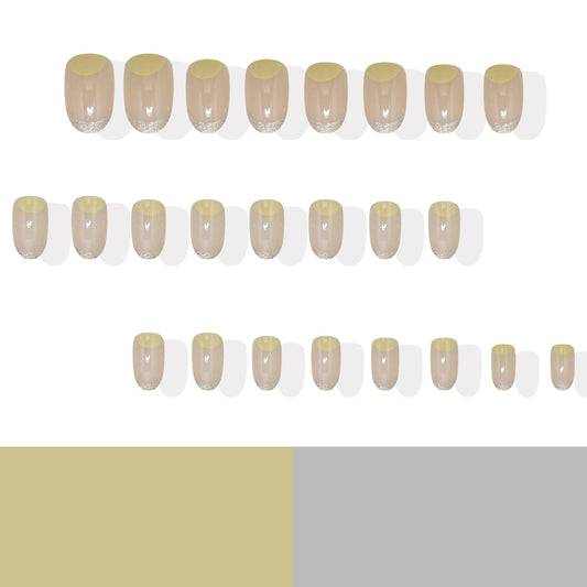 Chic Dusk Short Round Beige with Sparkling Tips Press-On Nail Set