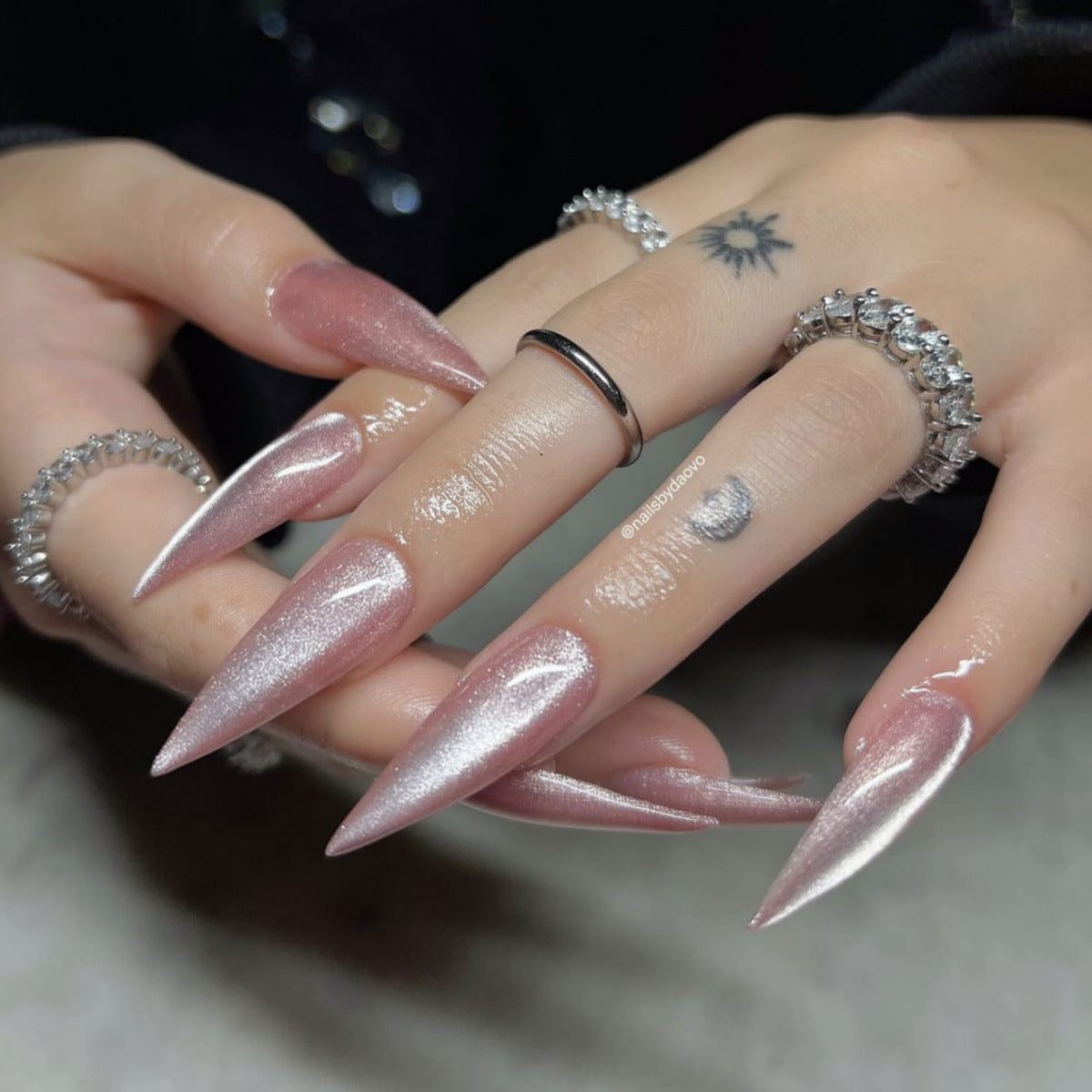 Glamorous Enchanted Long Stiletto Shimmering Pink Glitter Press on Nail Set