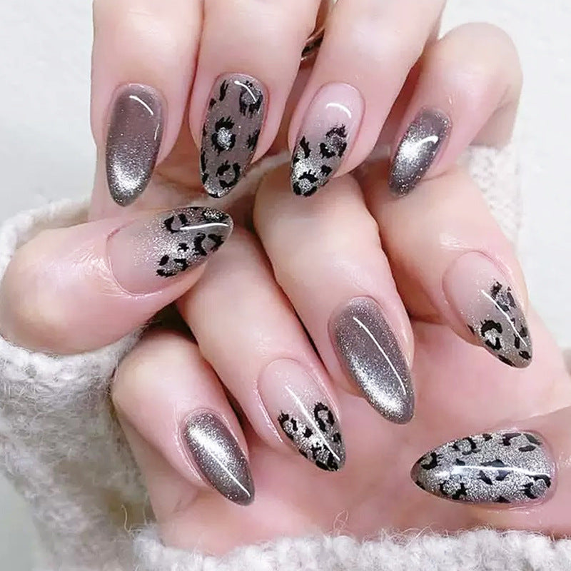 Wild Safari Medium Almond Glitter and Animal Print Press-On Nail Set