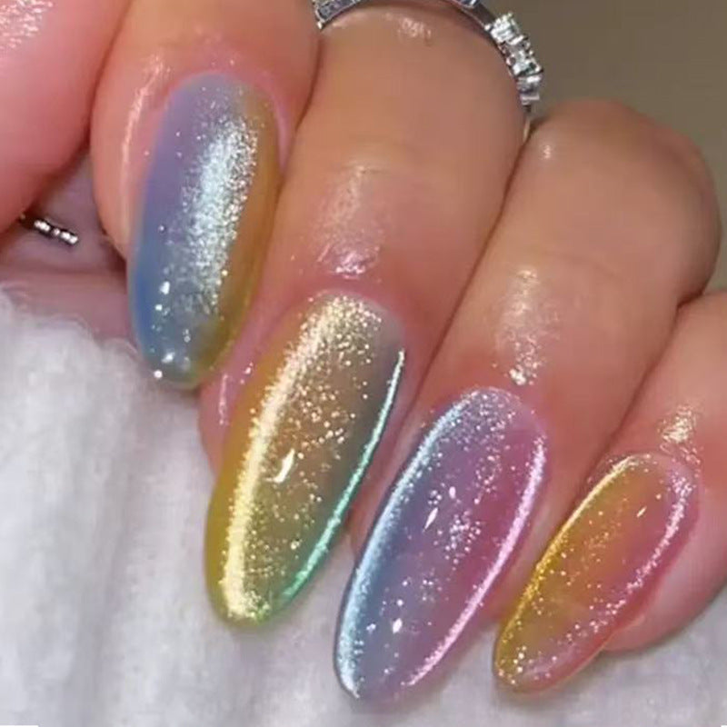 Dreamy Rainbow Medium Oval Iridescent Nail Set