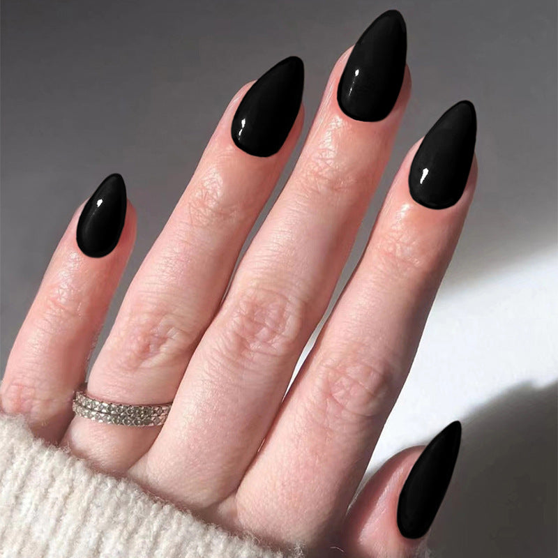 Midnight Elegance Medium Stiletto Matte Black Press On Nail Set with Comfort Fit Design