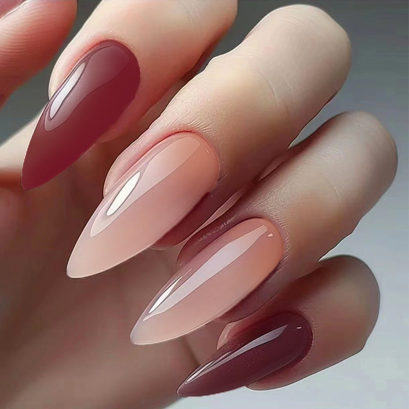 Elegant Affair Extra Long Stiletto Gradient Beige Ombre Press On Nail Set with Glossy Finish
