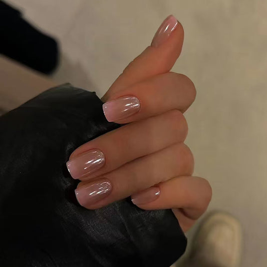 Glamorous Elegance Medium Square Pink Gradient Press On Nail Set with Shiny Finish