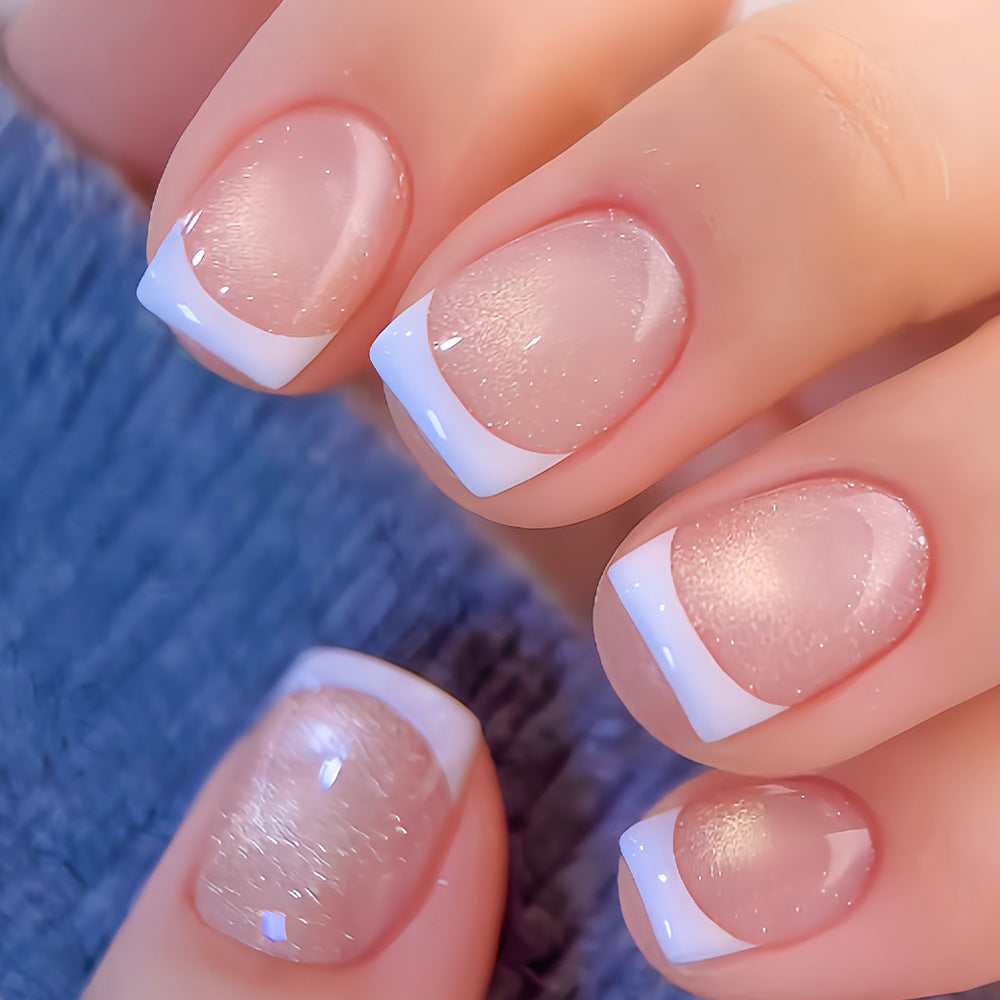 Chic Elegance Short Square Clear with Frosted French Tips Press On Nail Set