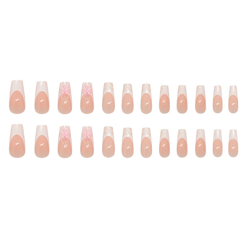 Blossom Dreams Stunning Long Square Pink with Floral Accents Press On Nail Set