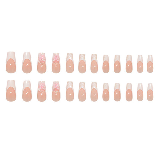 Blossom Dreams Stunning Long Square Pink with Floral Accents Press On Nail Set