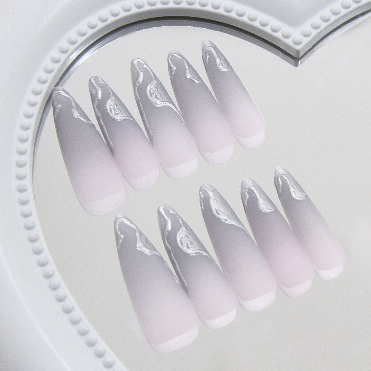 Dreamy Elegance Long Stiletto Gradient Pink Gloss Finish Press On Nail Set