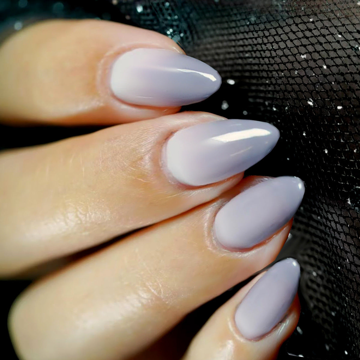 Enchanting Elegance Long Almond Lilac Ombre Press On Nail Set with High Gloss Finish
