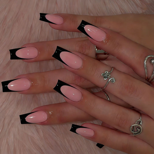 Glamorous Noir Ombre Long Square Elegant Design Press On Nail Set