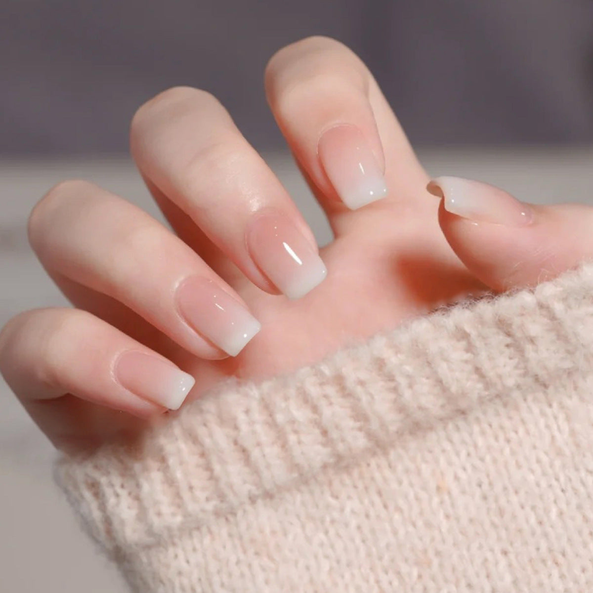 Whimsical Elegance Medium Square Ombre Press On Nail Set with Glossy Finish