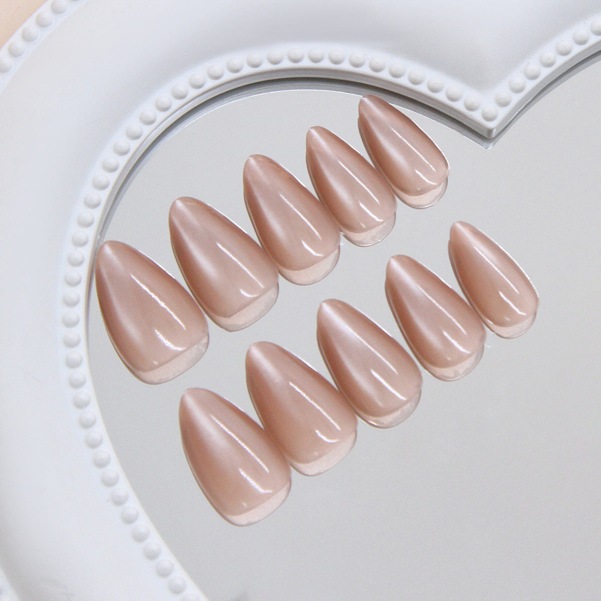 Chic Elegance Medium Almond Blush Pink Glossy Finish Press On Nail Set