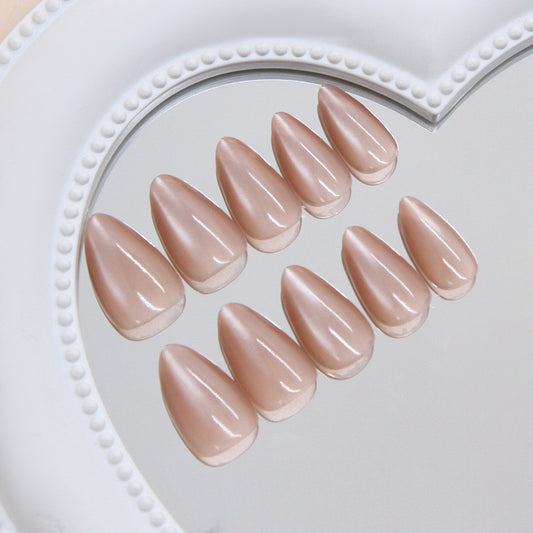 Chic Elegance Medium Almond Blush Pink Glossy Finish Press On Nail Set