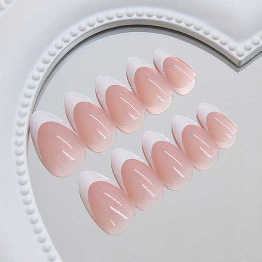 Chic Elegance Medium Almond Blush Pink with Artistic Color Block Design Press On Nail Set
