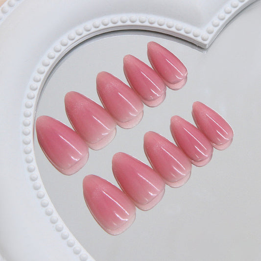 Blossom Elegance Medium Almond Pink Gradient Press On Nail Set with Glossy Finish