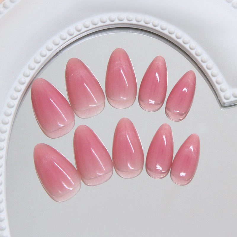 Blossom Dreams Medium Almond Shaped Transparent Pink Press On Nail Set with Gradient Finish