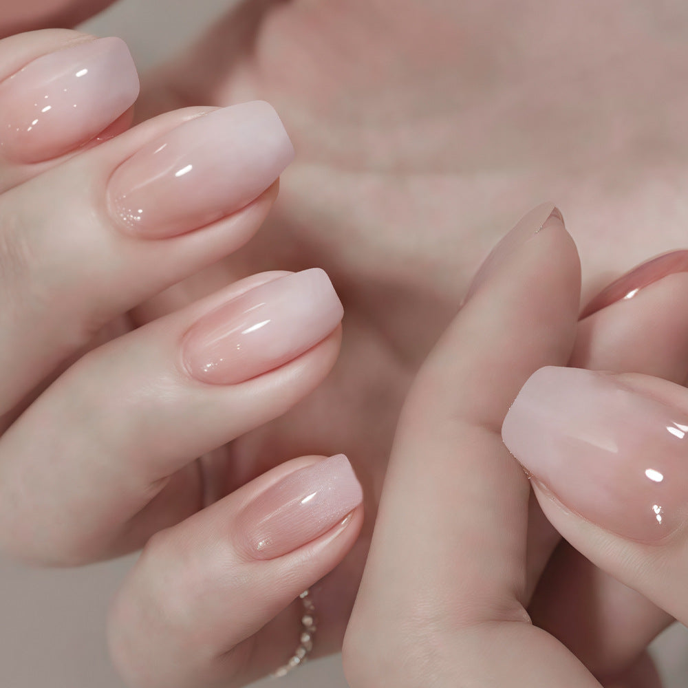 Dreamy Blossom Short Square Pink Ombre Press On Nail Set with Luminous Shine