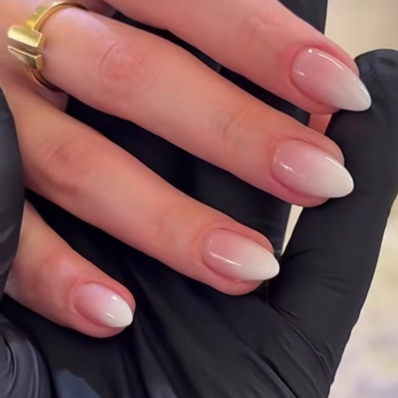 Chic Elegance Short Almond Ombre Press On Nail Set with Glossy Finish