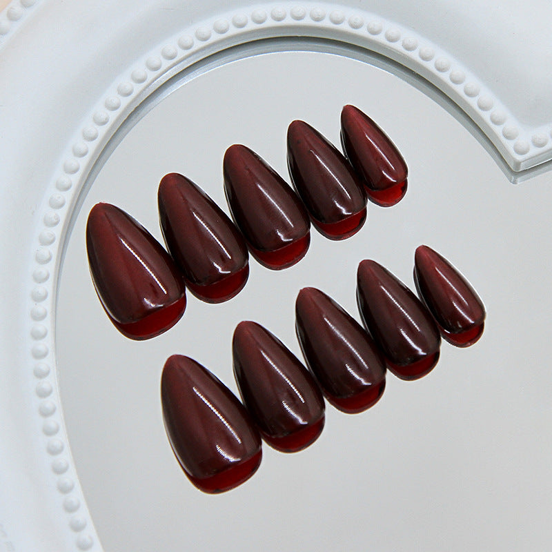Mystical Elegance Medium Almond Burgundy Ombre Press On Nail Set