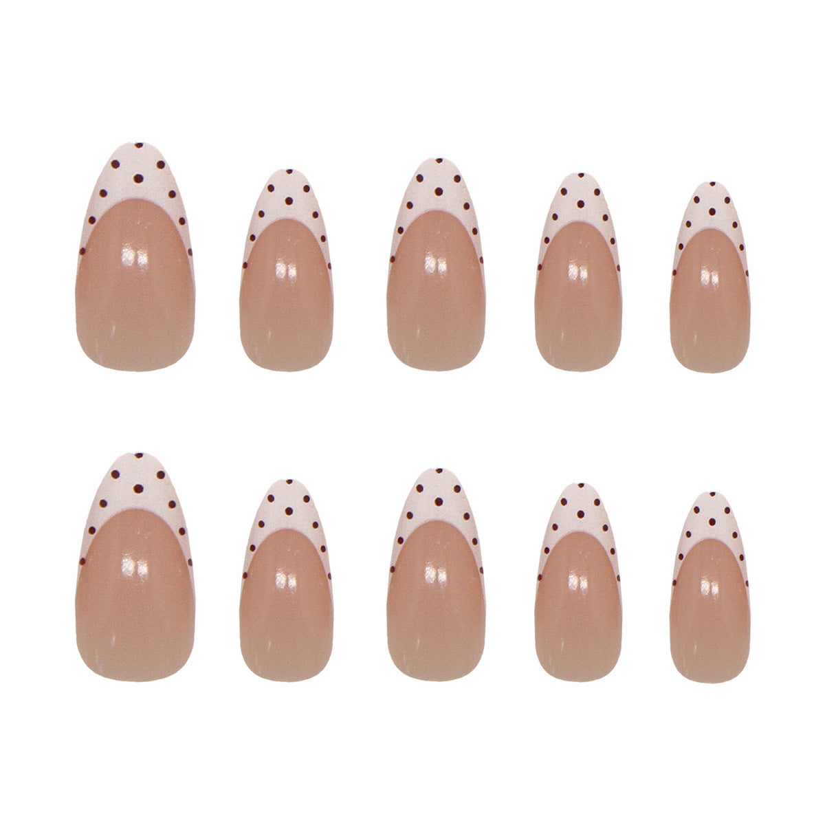 Chic Polka Dot Medium Almond Beige Press on Nail Set