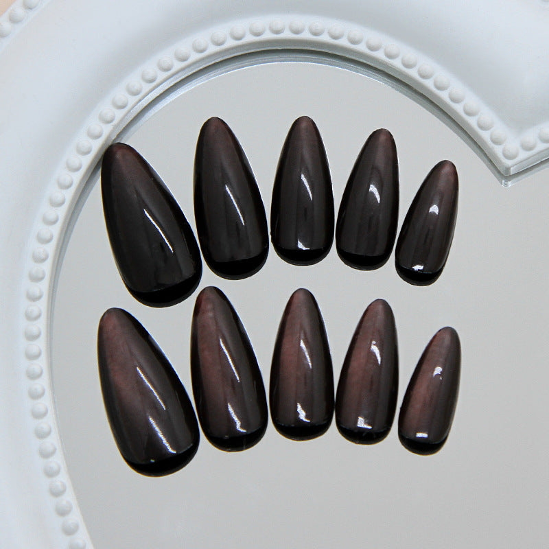 Mystical Elegance Medium Almond Dark Mystic Nail Set with Stunning Ombre Finish