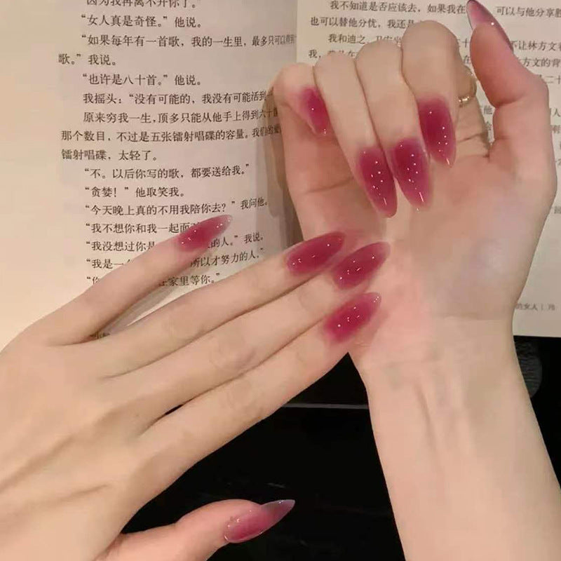 Glamorous Ombre Medium Almond Pink Press On Nail Set with Sparkling Accents