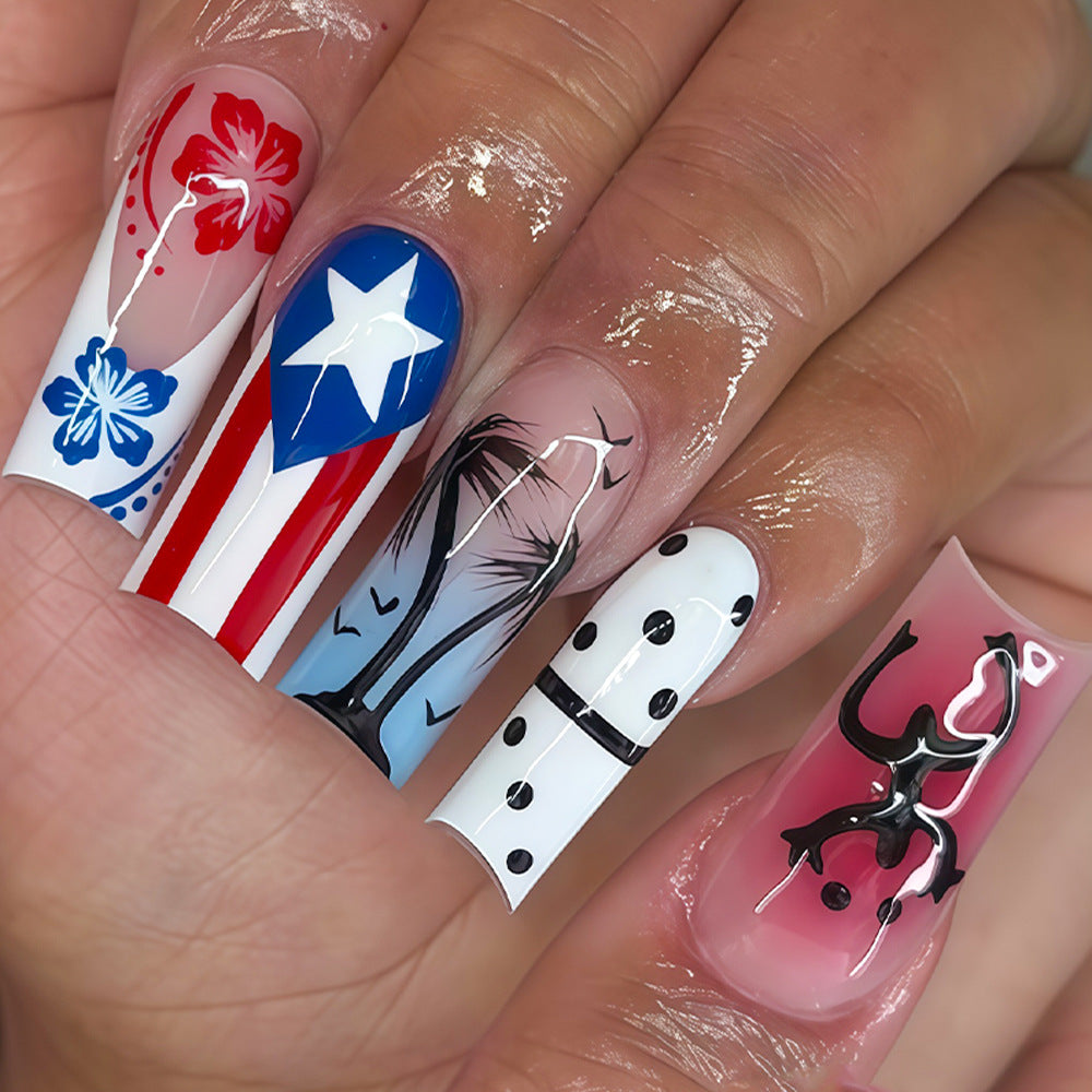 Tropical Paradise Long Square Multi-Design Press On Nail Set