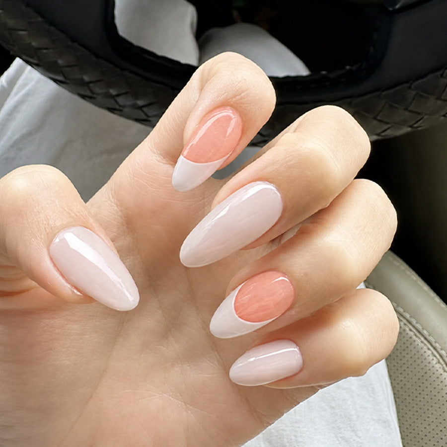Chic Dreamscape Long Almond Soft Pink Ombre Design Press On Nail Set