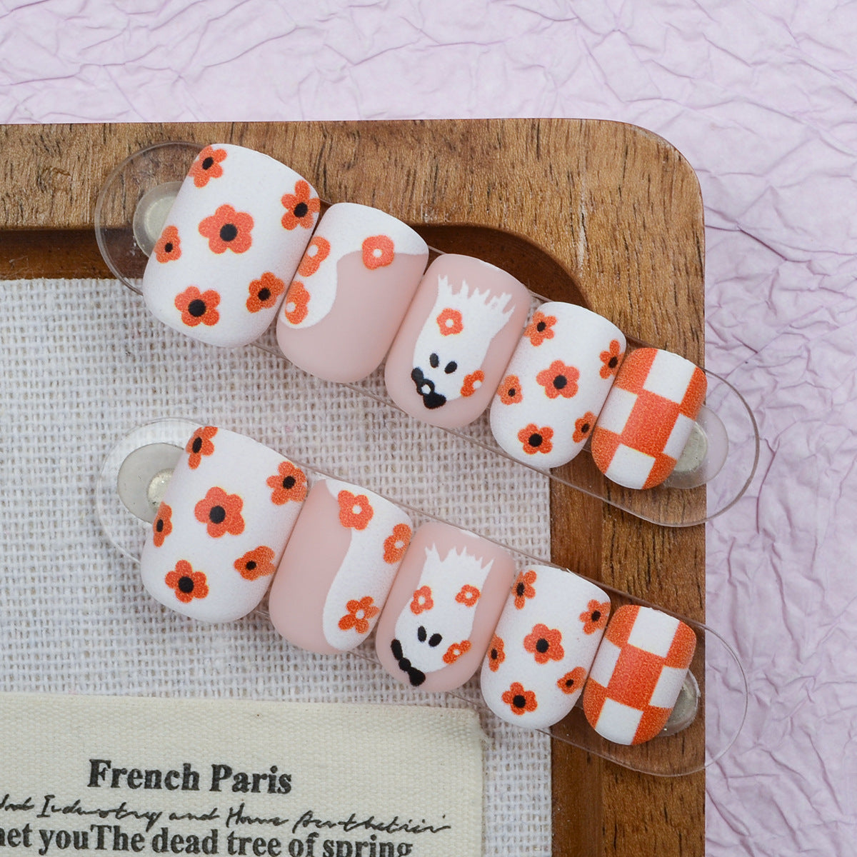 Whimsical Floral Short Square Soft Matte Nail Set
