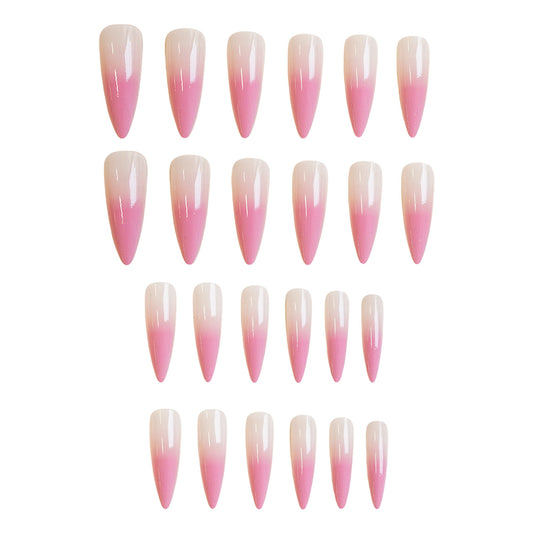 Whimsical Blossom Long Stiletto Gradient Ombre Pink Press On Nail Set with Stunning Gel Finish