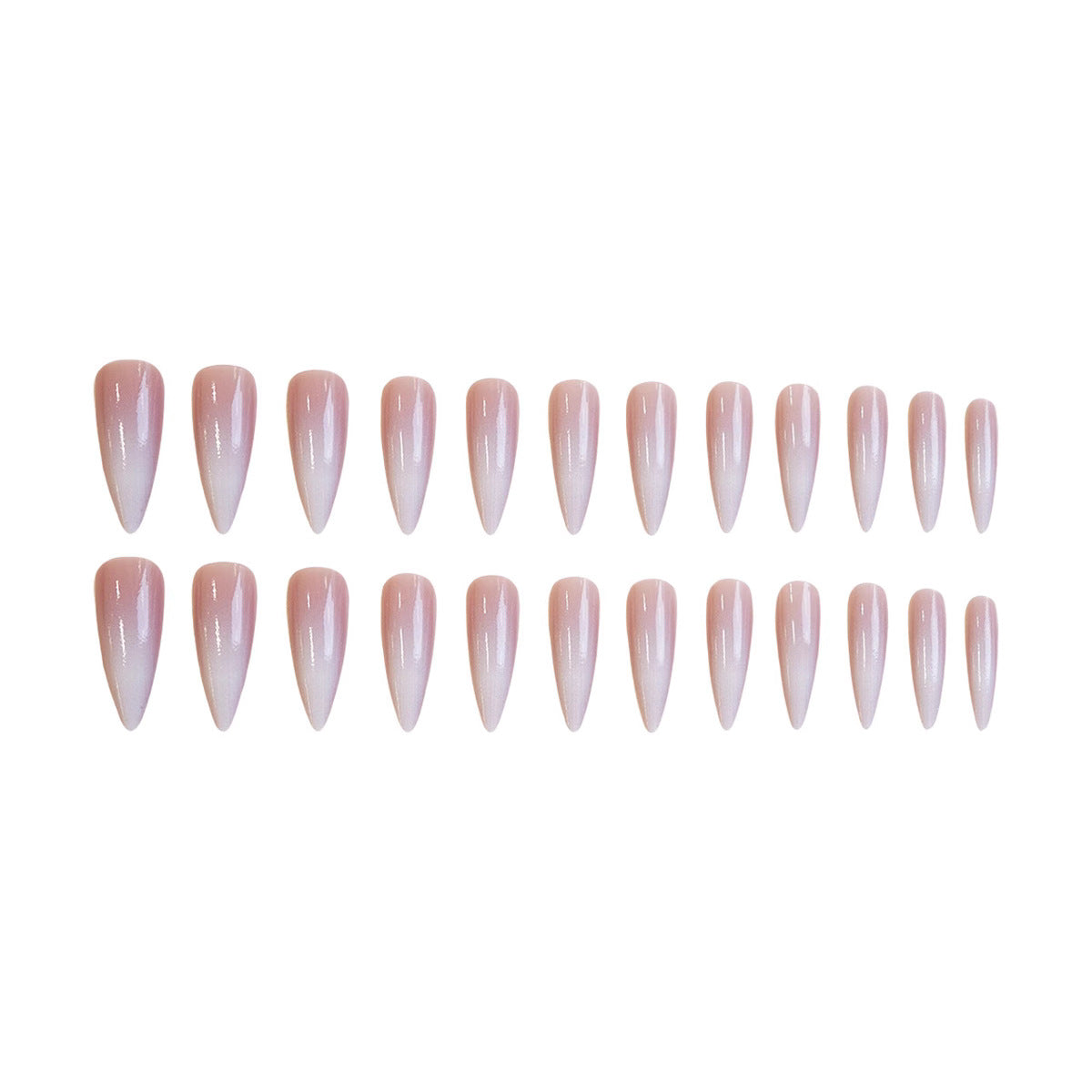 Elegant Dreamy Medium Almond Press On Nail Set Long Pointed Ombre Pink with Luminous Finish