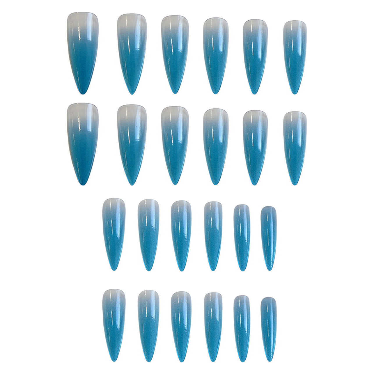Ocean Breeze Elegance Long Stiletto Shape Gradient Sky Blue Press On Nail Set with Stunning Ombre Finish