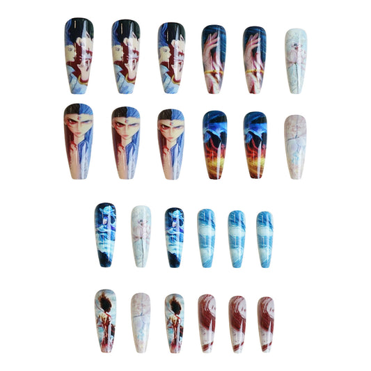 Fantasy Dreamscape Long Coffin Multi-Color Artistic Nail Press Set