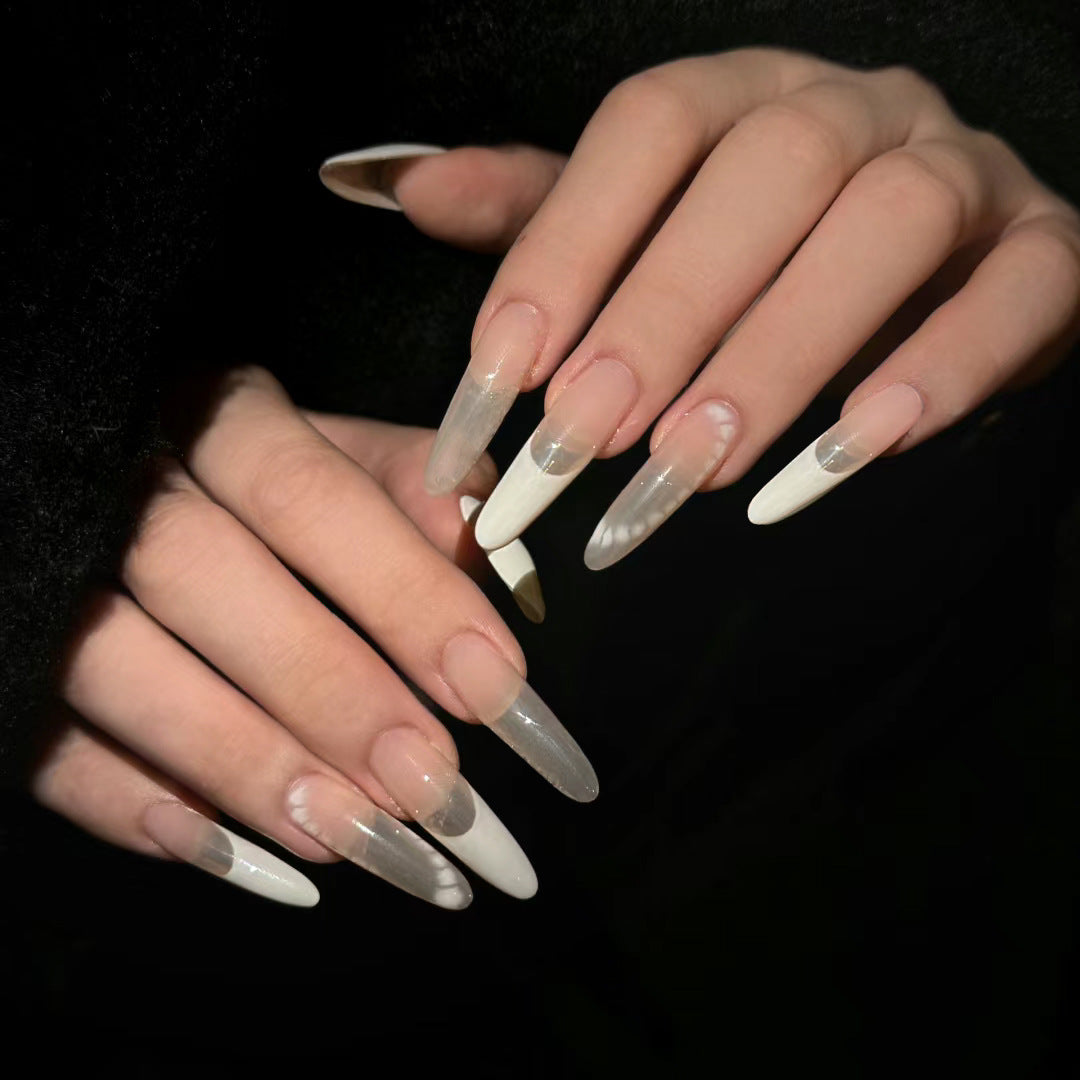 Enchanted Evening Extra Long Almond Clear Ombre Press On Nails with Natural Look Finish