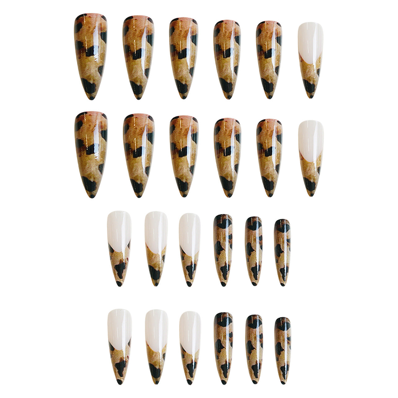 Wild Safari Inspired Long Stiletto Press On Nails in Multicolored with Unique Animal Print Design