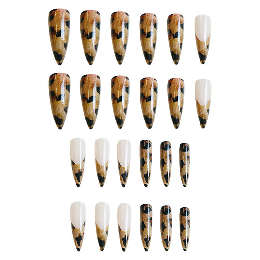 Wild Safari Inspired Long Stiletto Press On Nails in Multicolored with Unique Animal Print Design