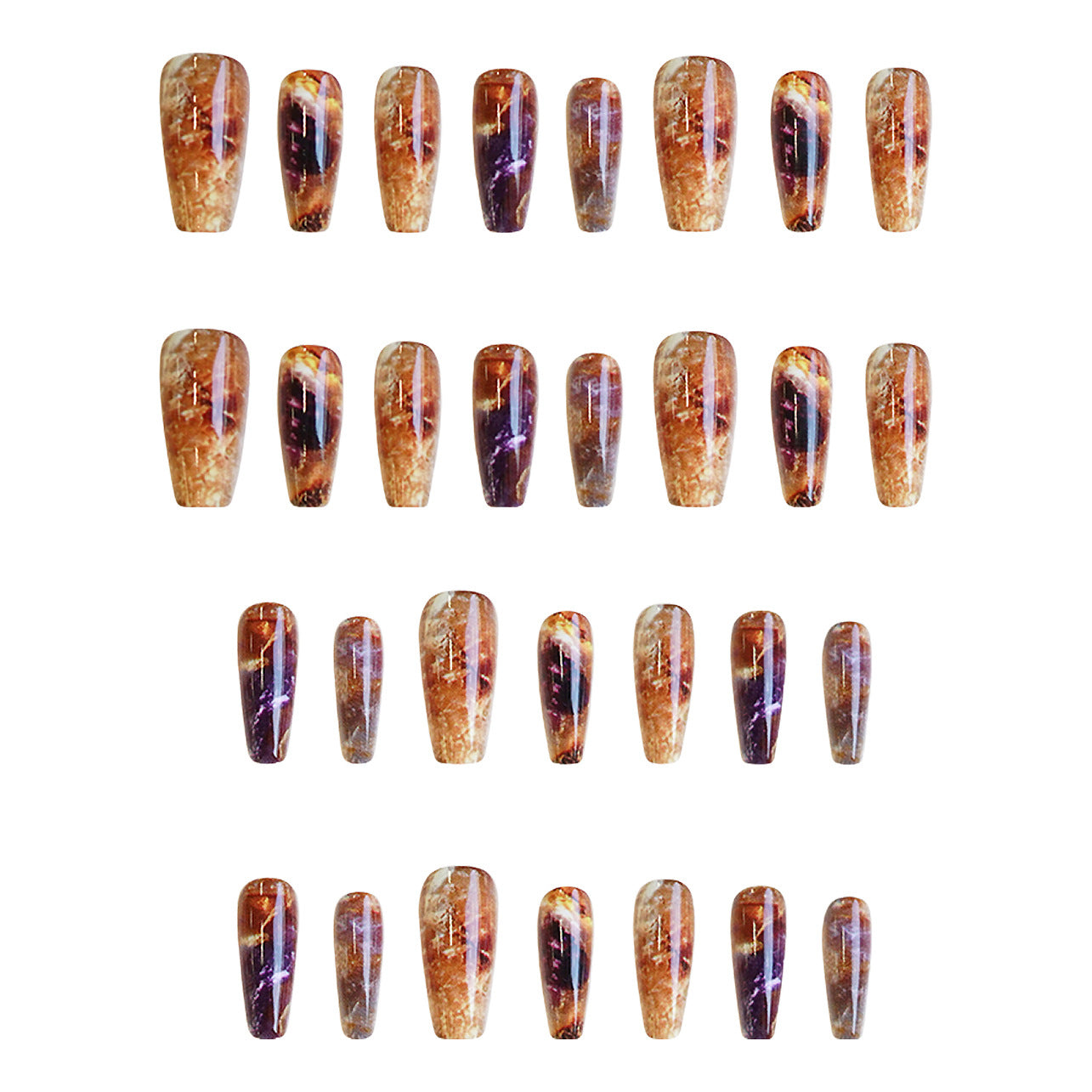 Celestial Elegance Long Coffin Shape Multicolored with Glittering Stardust Effects Press On Nail Set